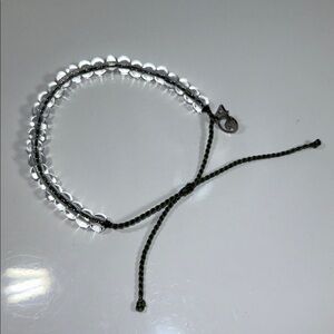 4 Ocean Crystal Quartz Beaded Sliding Knot Khaki Color Cord Bracelet